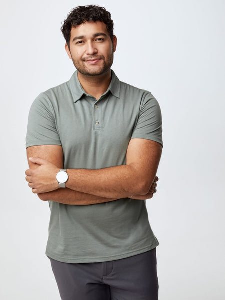 Crafted from the finest premium cotton # Mercury Green Torrey Polo Fabric Detail | Fresh Clean Threads