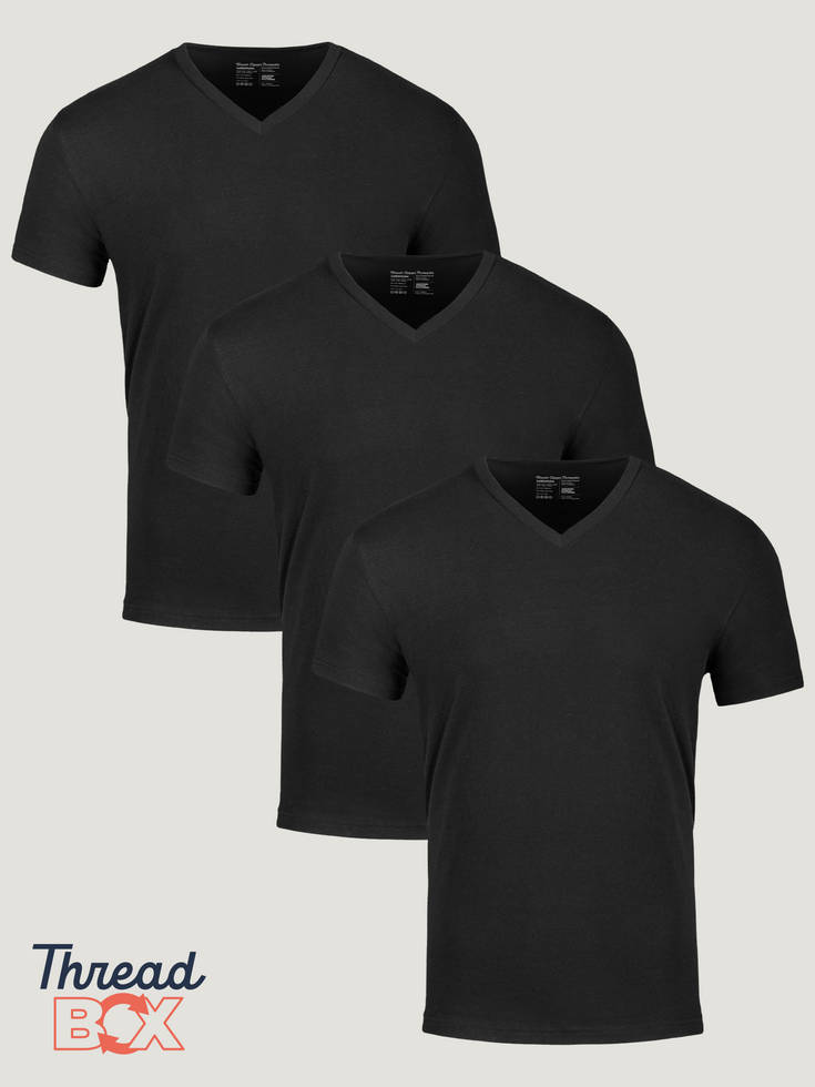 All Black Subscription 3-Pack | V-Necks | Fresh Clean Threads